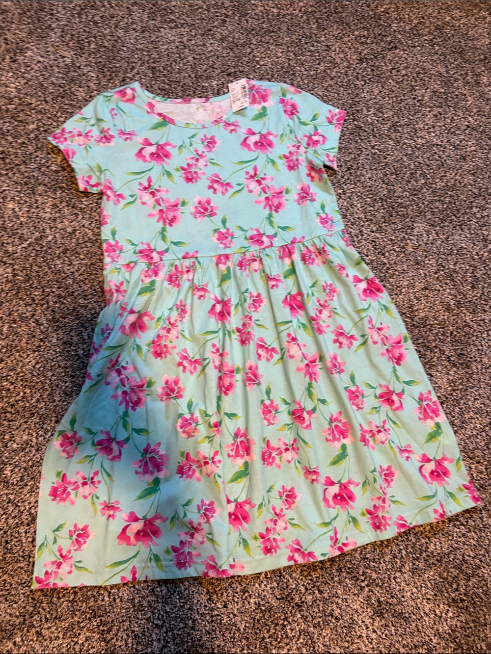 The Children's Place Mint Green Floral Short Sleeve Dress